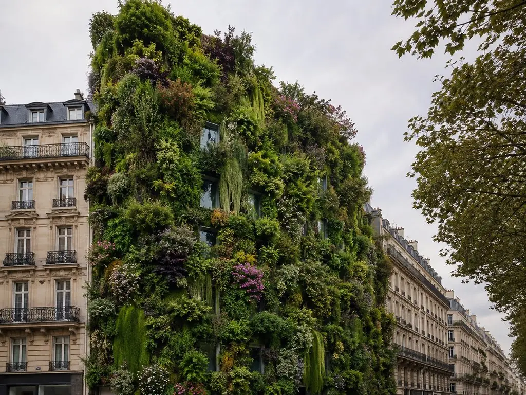 Patrick Blanc’s green wall on the rue de l’Université facade
